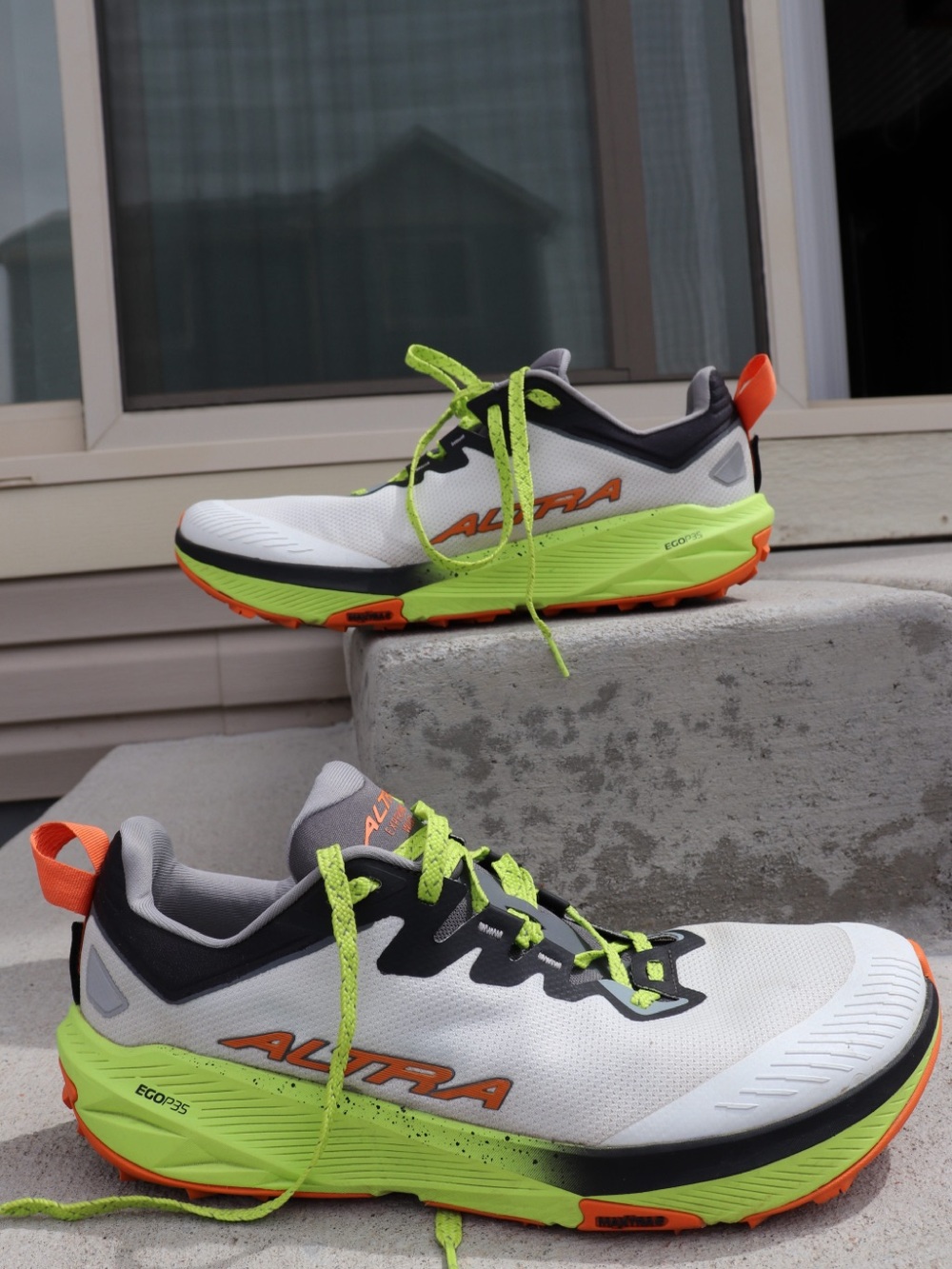 Altra Men's White, Neon Green & Orange Trail Running Shoes